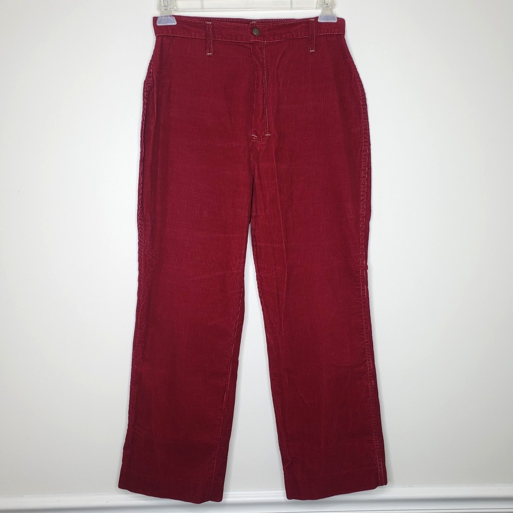 Vintage 70s Sears Jr Bazaar Red Corduroy Pants 15‎ High Waist Wide Leg Y2K Disco
